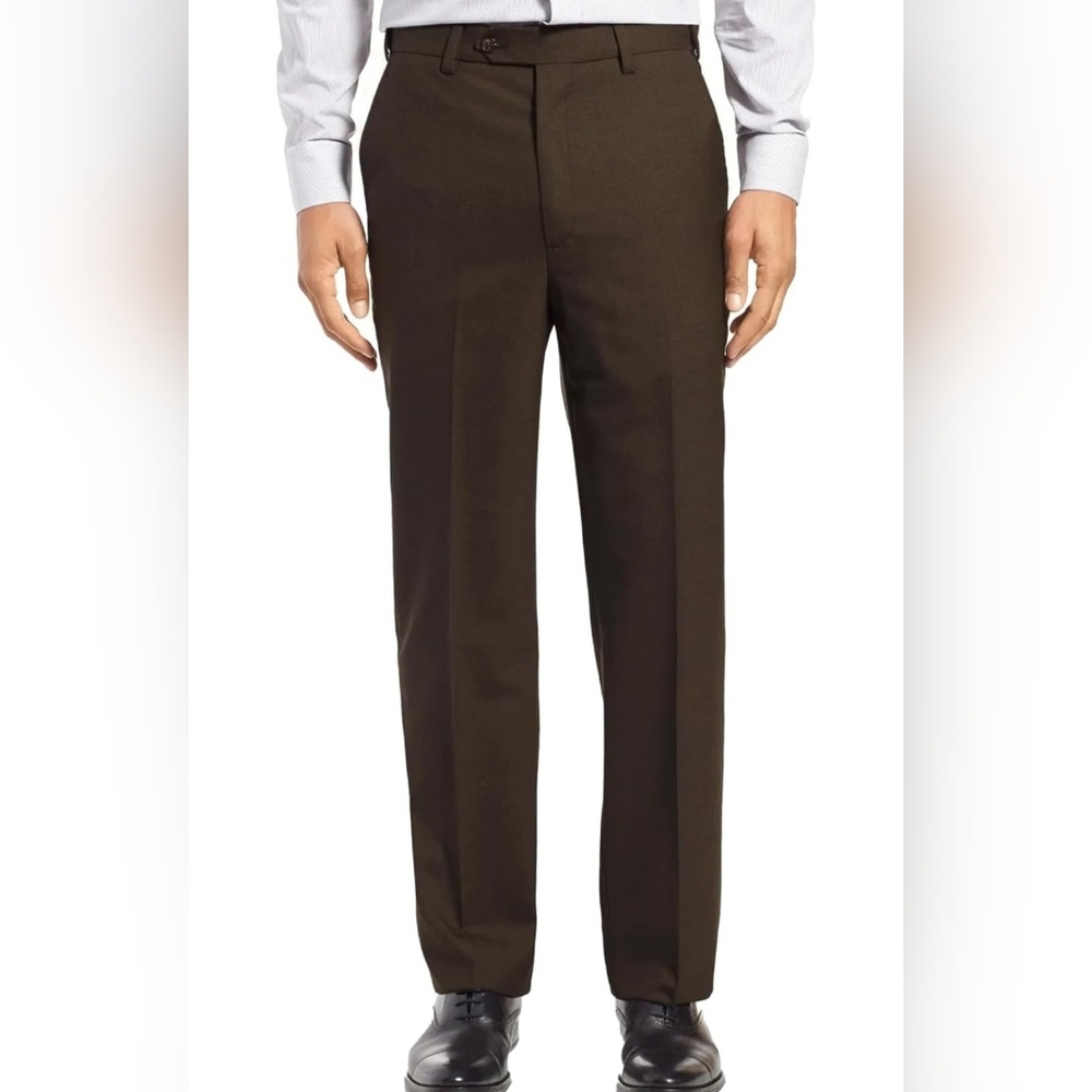 Perry Ellis Men's No Iron Comfort Waist Dress Pants - Sandstone Color 40x30